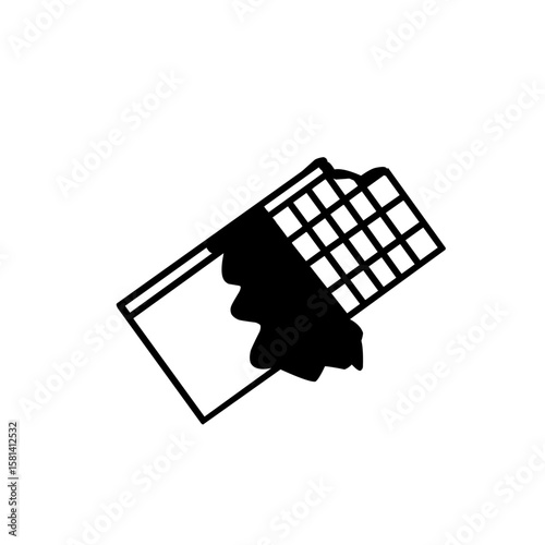 Chocolate Bar Icon Illustration on White Background, Food Dessert Sweet Treat