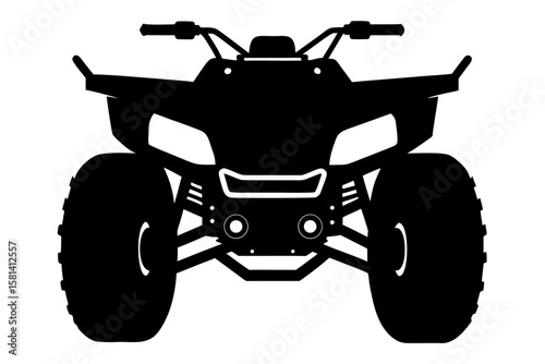 Front view of black quad bike silhouette vector illustration