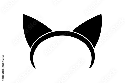 Black cat ears headband accessory simple silhouette vector illustration