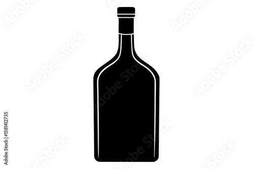Elegant black bottle of wine liquor silhouette vector illustration