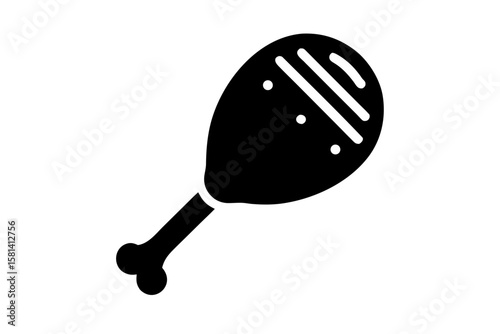 Simple black chicken drumstick food silhouette vector illustration