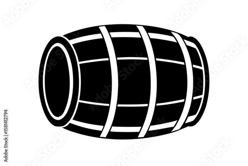 Simple black and white wooden barrel container silhouette vector illustration