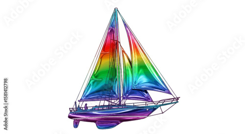 Vector colorful sailboat illustration for sailing enthusiasts and nautical themed designs, boat clip art, yachting art