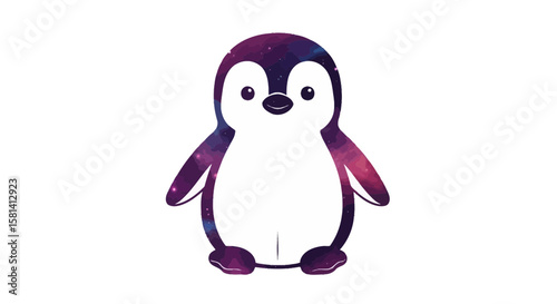 Vector galaxy penguin illustration cute animal vector image for kids design and penguin lovers illustration art