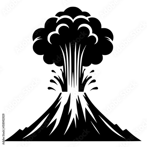 Silhouette of a powerful volcanic explosion
