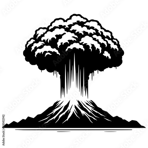 Silhouette of a powerful volcanic explosion