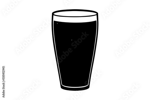 Tall glass filled with dark liquid silhouette vector illustration