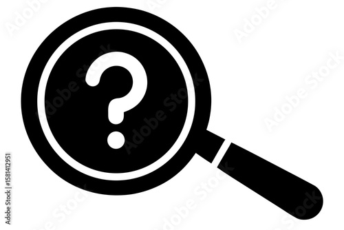 Magnifying glass with question mark silhouette vector illustration