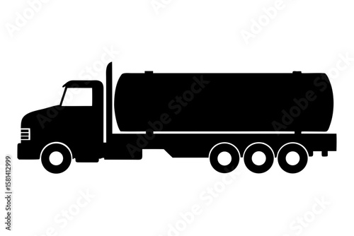 Tanker truck transport vehicle black silhouette vector illustration