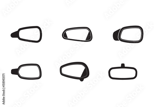 set of rearview mirror icon silhouette vector illustration