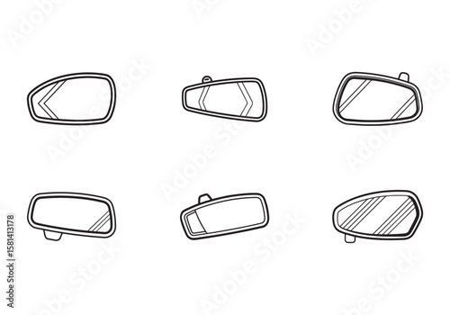 set of rearview mirror icon line art vector illustration