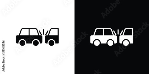Rear end collision icon Vector clipArt Illustrations in flat style
