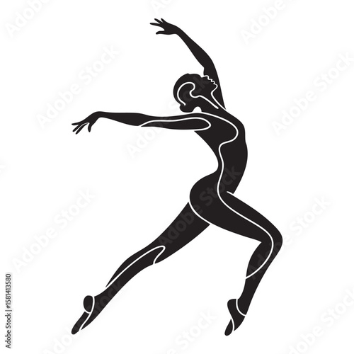 Elegant dancer leaping graceful pose ballet silhouette.