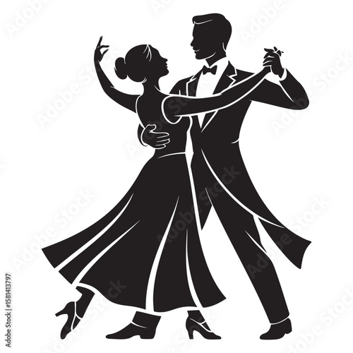 Couple dancing ballroom formal attire wear vector.