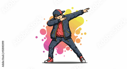  Young Man Doing a Dab Dance Move in Streetwear