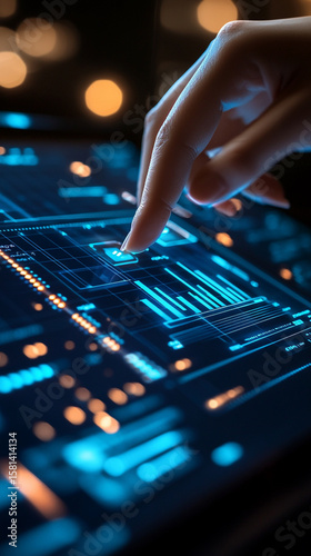 Futuristic digital business environment symbolizing agility and resilience. Abstract dynamic elements represent innovative solutions adapting to market shifts, growth, and flexibility in a modern digi