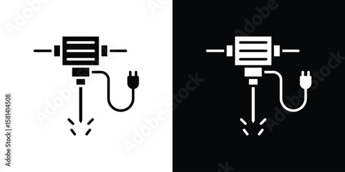 Hydraulic breaker icon Vector clipArt Illustrations in flat style