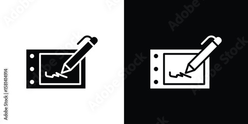 Electronic signature icon Vector clipArt Illustrations in flat style