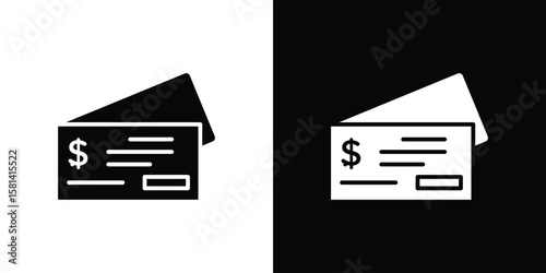 Cheque icon Vector clipArt Illustrations in flat style