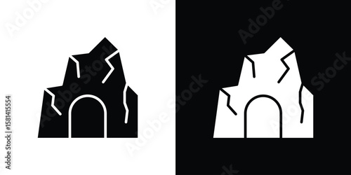 cave icon Vector clipArt Illustrations in flat style