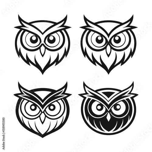 Owl Face Silhouette Bundle — Tribal, Geometric, Brush, and Line Styles