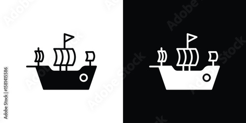 Caravel icon Vector clipArt Illustrations in flat style