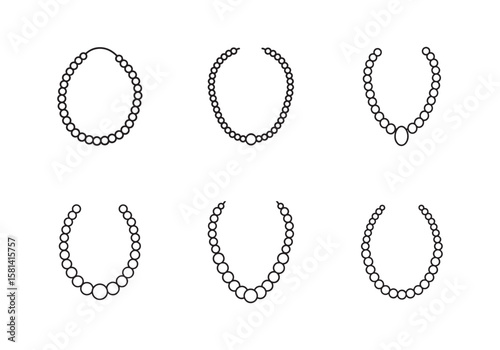 beads necklace icon line art vector illustration