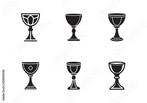 set of chalice icon silhouette vector illustration