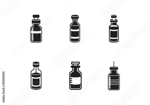 vaccine bottle icon silhouette vector illustration