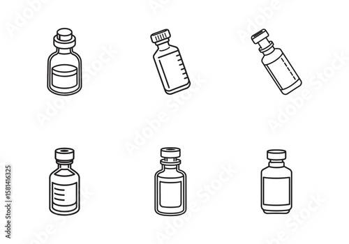 vaccine bottle icon line art vector illustration
