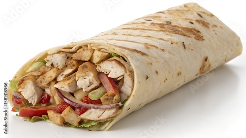 Grilled Chicken Wrap with Fresh Vegetables in a Warm Tortilla


