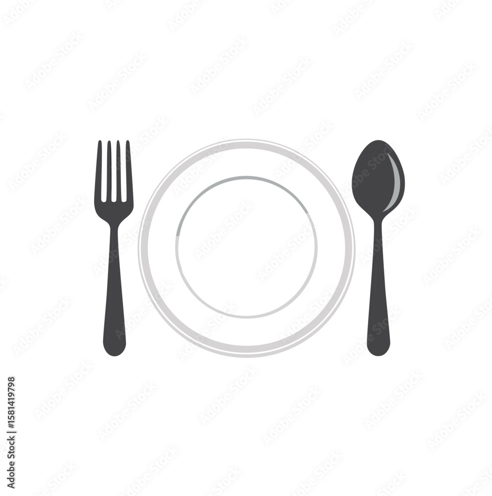 Dark gray fork spoon and plate cutlery dining Dark gray fork spoon and plate cutlery dining