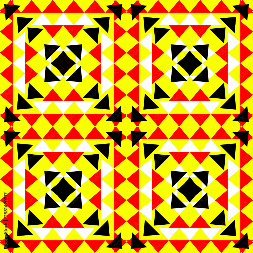 Fototapeta premium Seamless geometric pattern with colorful shapes and decorative mosaic design for modern wallpaper and fabric