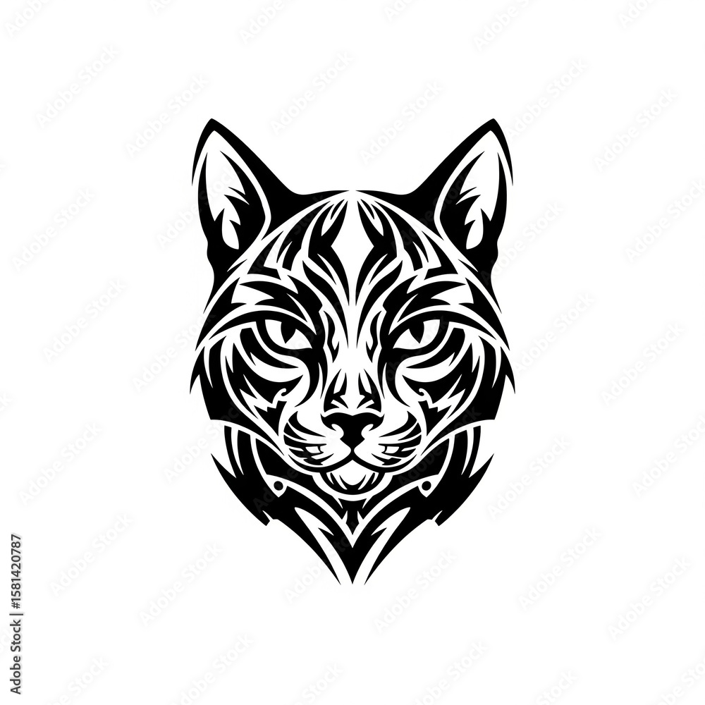 Obraz premium A striking tiger head vector design, perfect for a wild feline illustration or tattoo