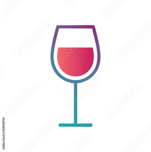 Wine glass with pink liquid and gradient outline drink beverage