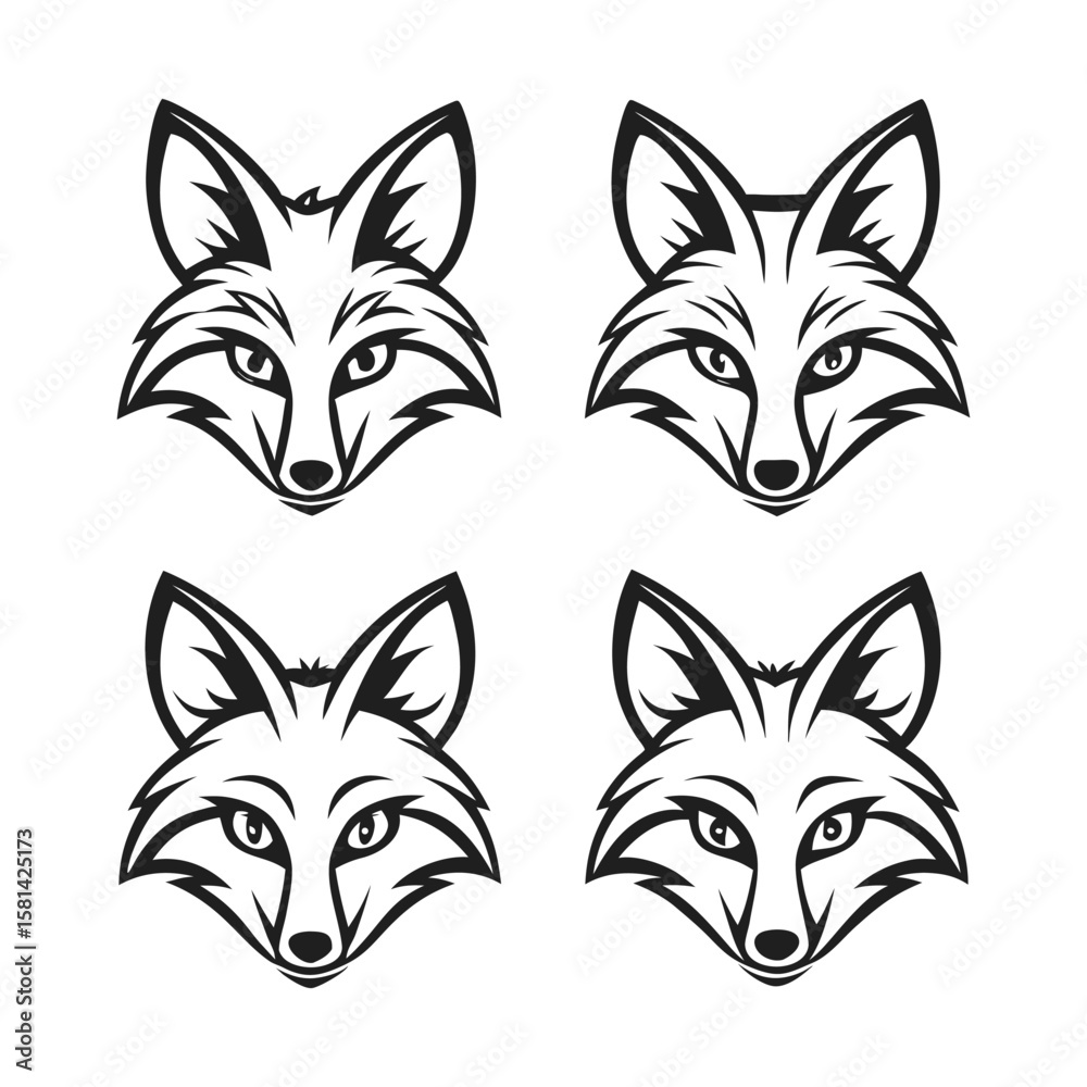 Fototapeta premium Owl Face Silhouette Bundle