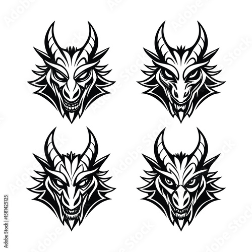 Dragon Face Silhouette Bundle