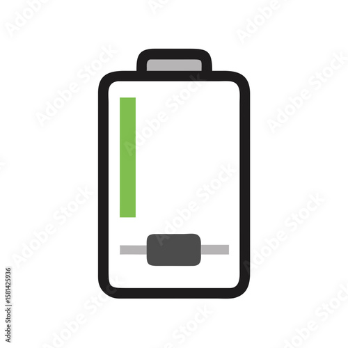 Battery Life Indicator with Green Level on a Black Background