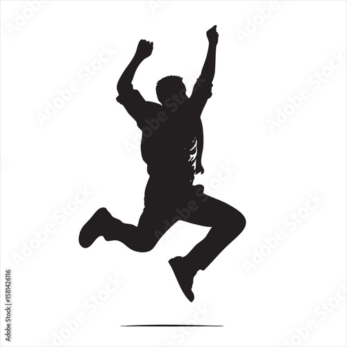 Jumping Man Silhouette Cheering / Celebrating  

