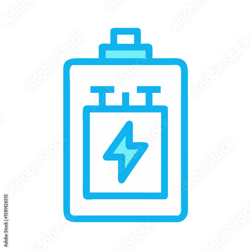 Blue and White Battery Icon Design on Black Background for Energy and Power