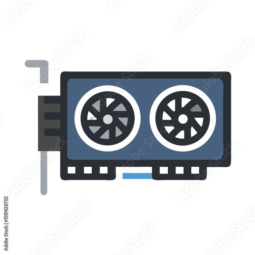 Computer Graphics Card Vector Illustration for Gaming or Cryptocurrency Mining