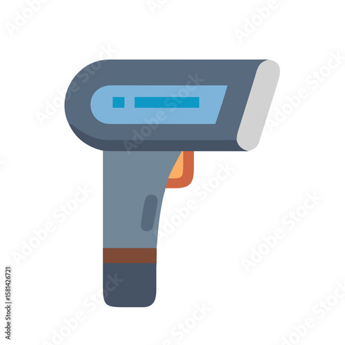 Illustration of a handheld infrared non-contact digital thermometer gun.