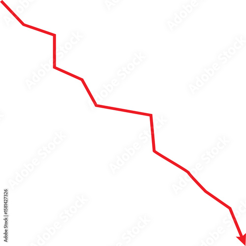 Εκτύπωση καμβά Red arrow graph showing a steep decline
