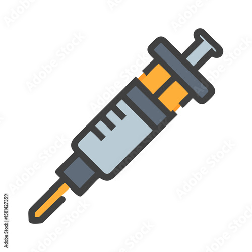 Medical Syringe Icon: Vaccine, Injection, Treatment, and Healthcare Concept