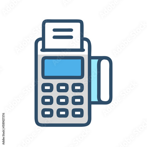 Stylized Point of Sale (POS) System with Card Reader Illustration