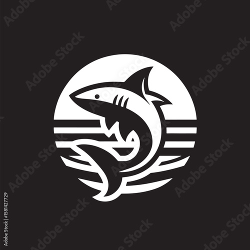 Shark logo template. Vector illustration of a shark and waves..eps