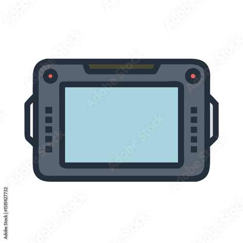 Rugged Tablet Illustration: Digital Device, Technology, and Communication Vector Graphic