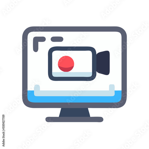 Screen Recording Icon: Online Video, Tutorial, Webinar, Presentation, and Digital Education