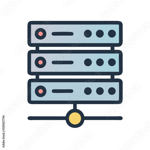 Server Rack Icon: Hosting, Data Storage, and Network Infrastructure Symbol