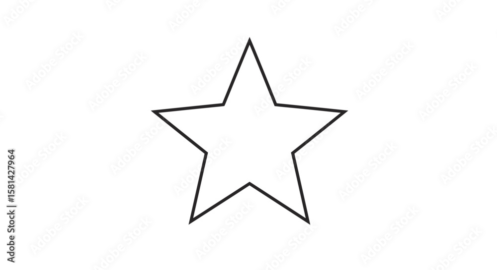 Fototapeta premium Simple Five-Pointed Star Outline with Sharp Angles and Clean Black Lines.